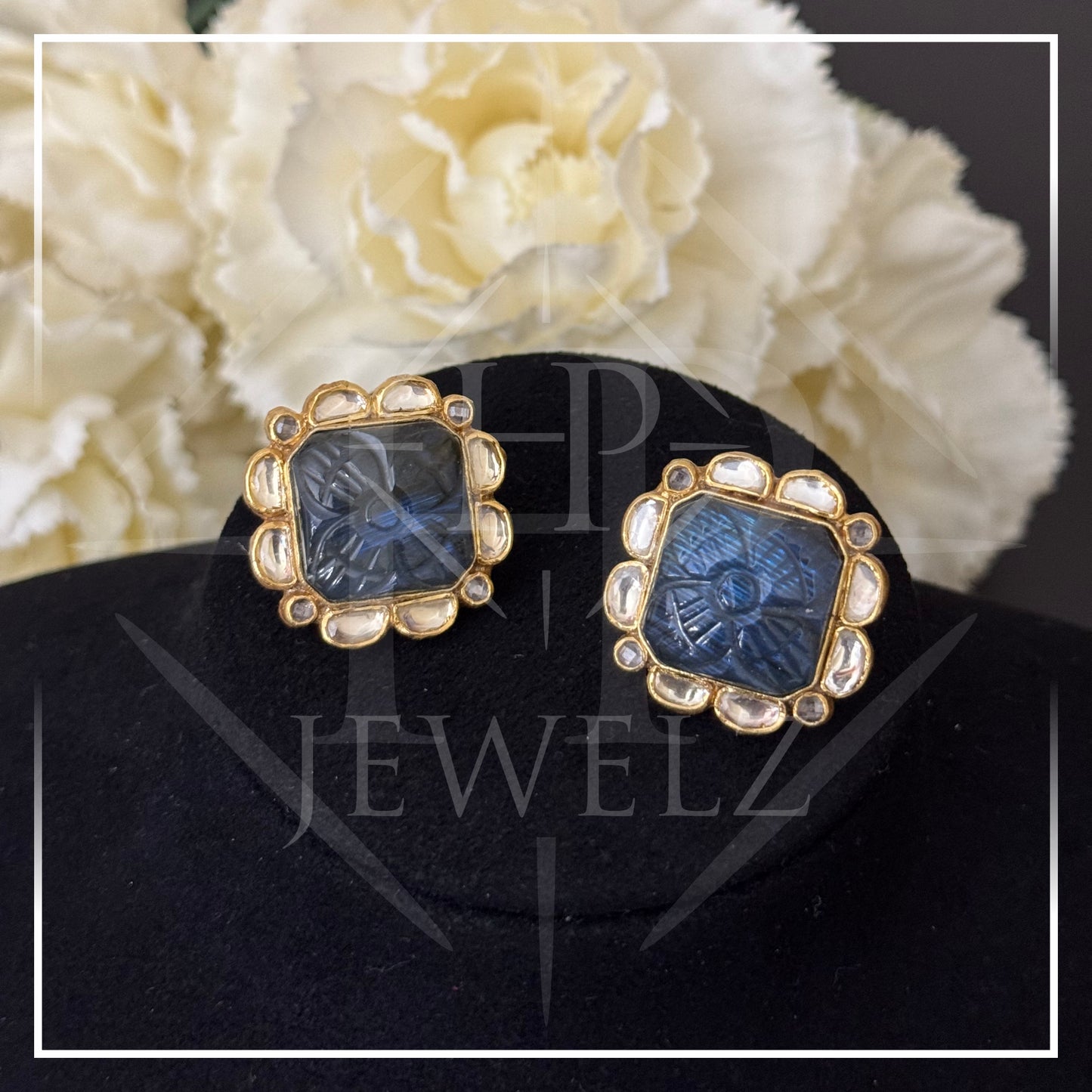 Labradorite Jadau Stud Earrings
