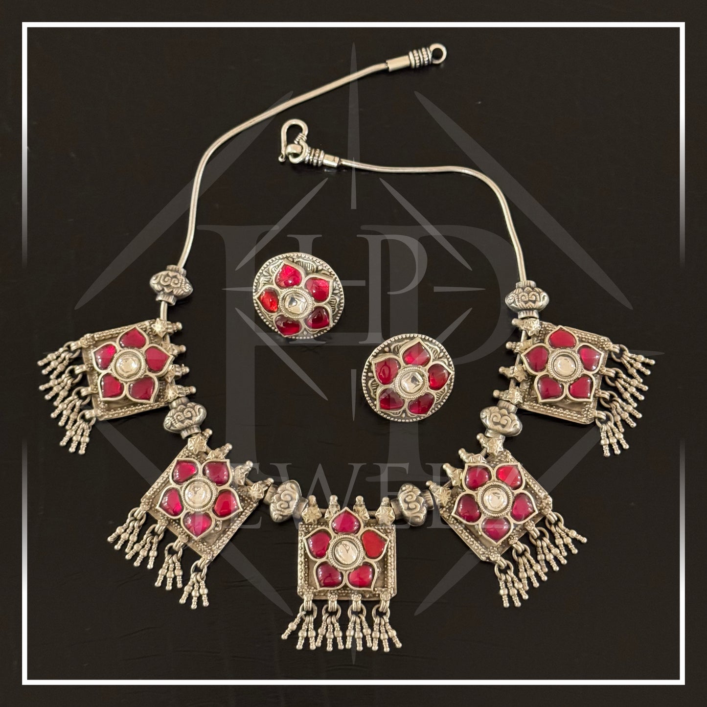 Floral Jadau Kundan 92.5 Silver Necklace Set: A Timeless Fusion of Tradition and Elegance