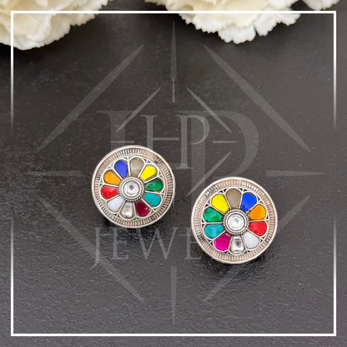 Colorful Sparkle: Multi-Color Small Stud Earrings