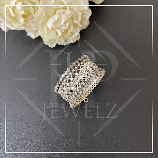 White Crystal Stone Mesh Cuff