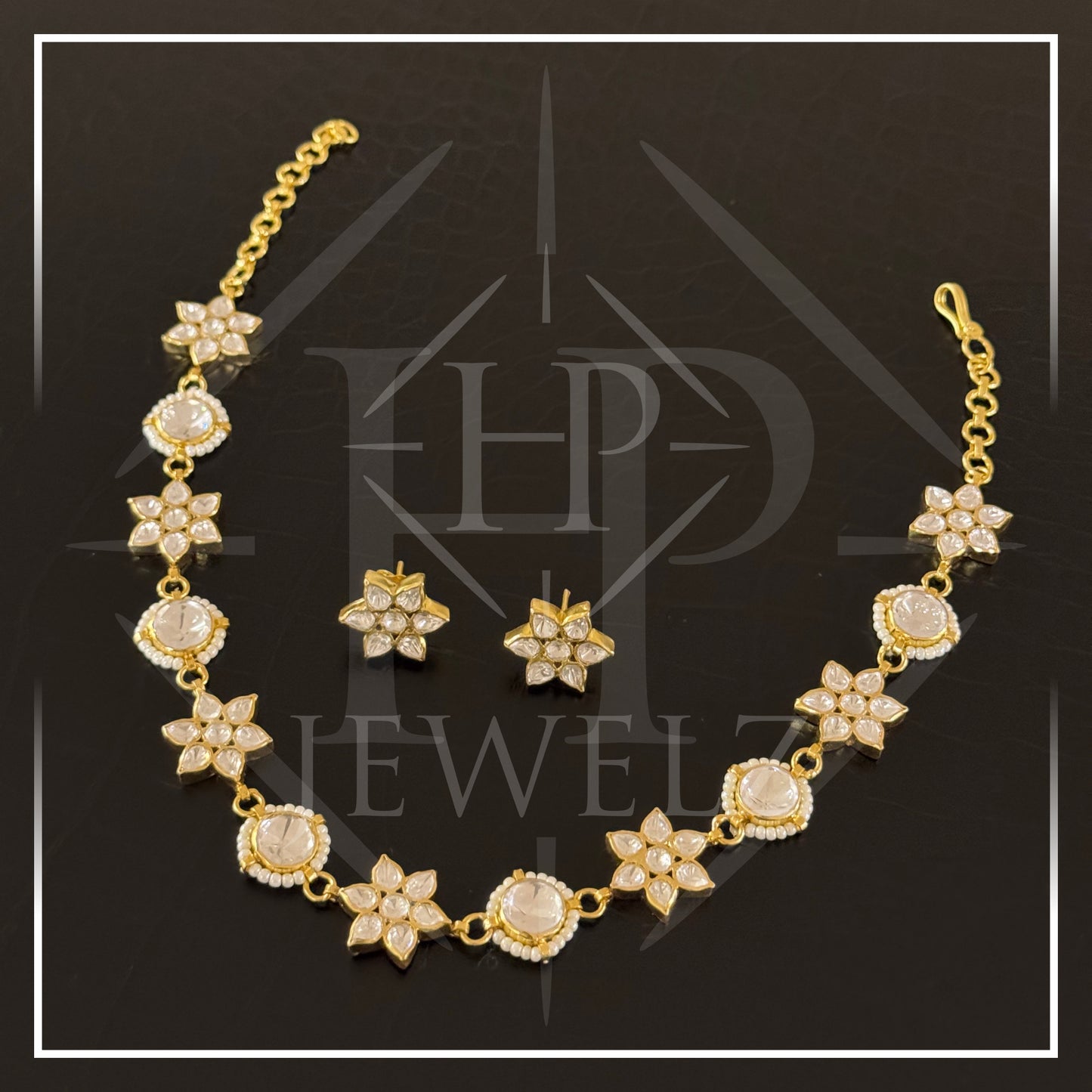 Floral Moissanite Diamond Necklace & Earrings Set