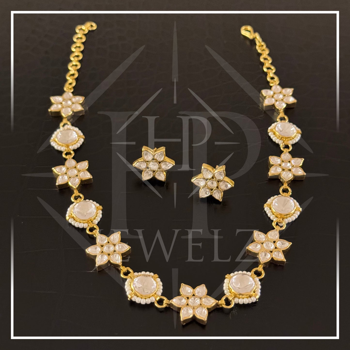 Floral Moissanite Diamond Necklace & Earrings Set