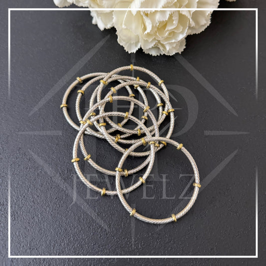 Twisted Elegance: Dual Tone Wire Bangles