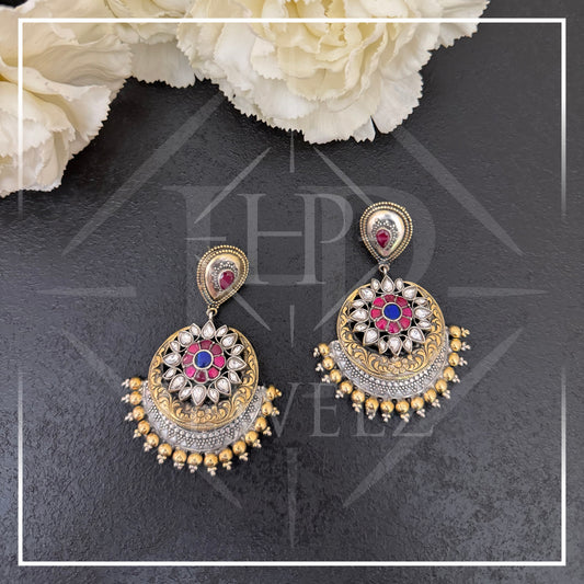 Kundan Minakari Chandbali Earrings